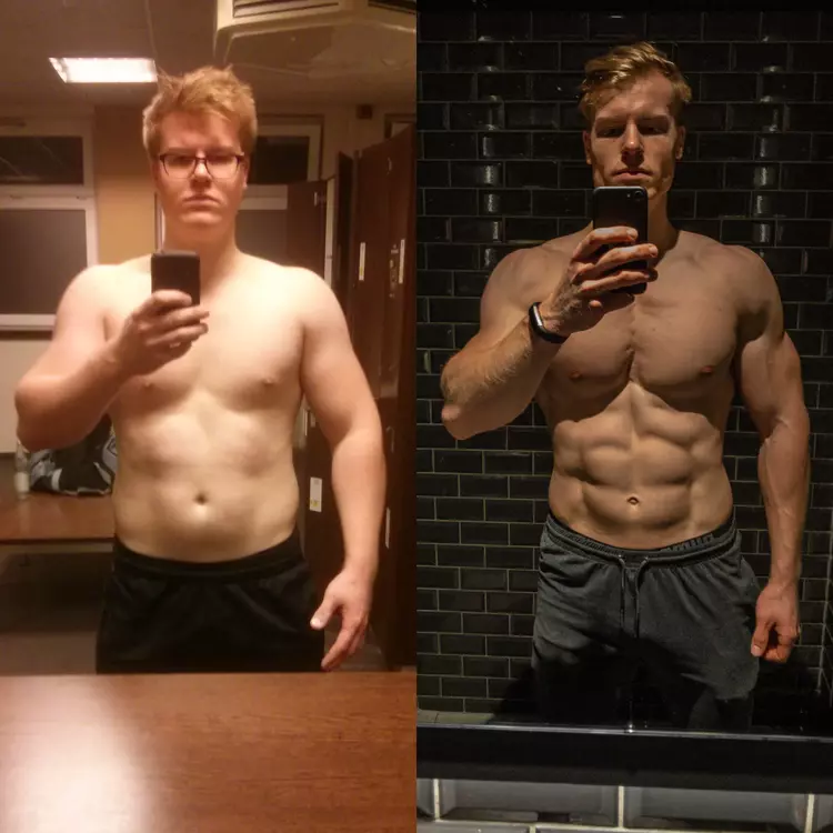 Before and after of Marcel's gym journey